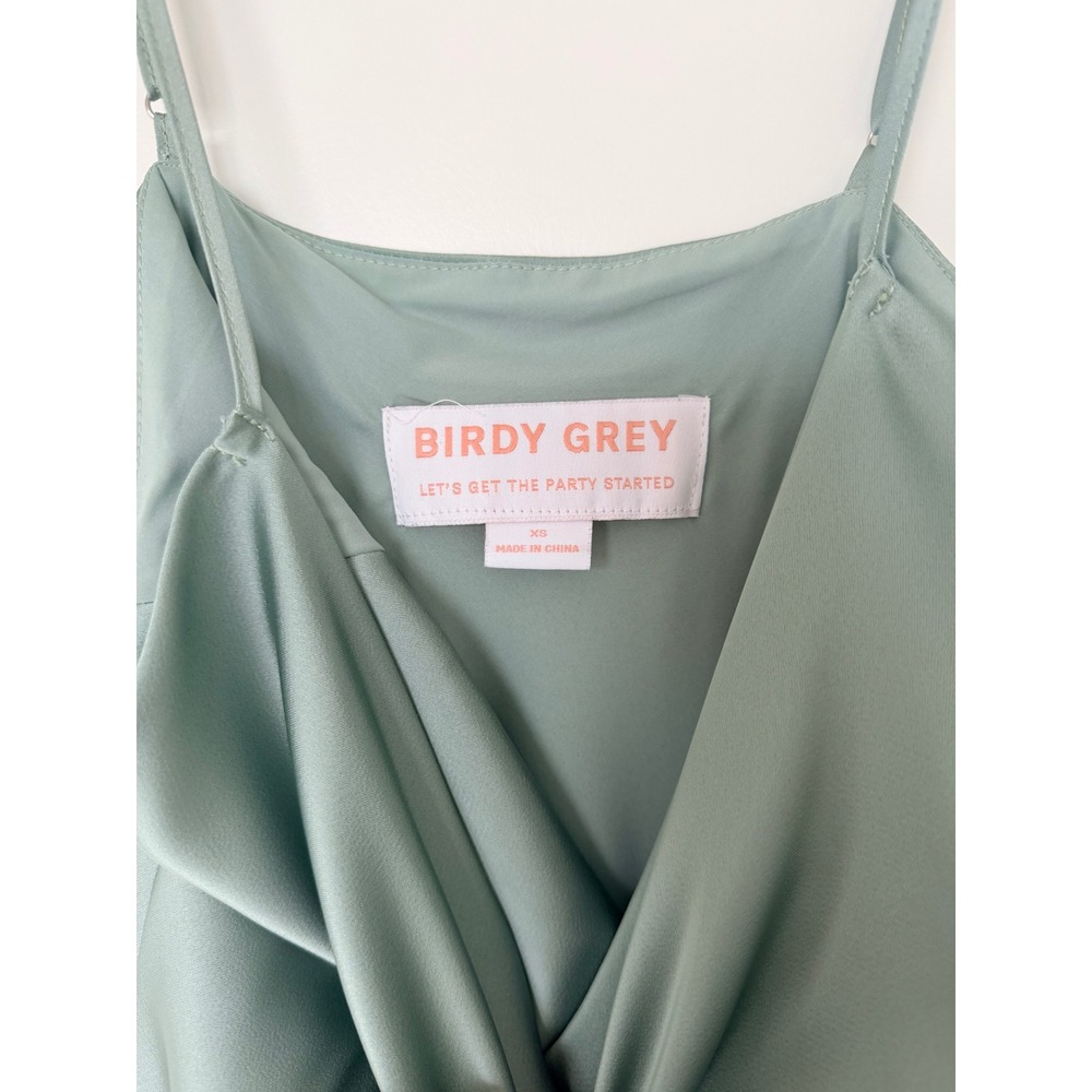 Birdy Grey Lisa Matte Satin Midi Dress Sage Green Cowl Neck XS - Picture 4 of 4